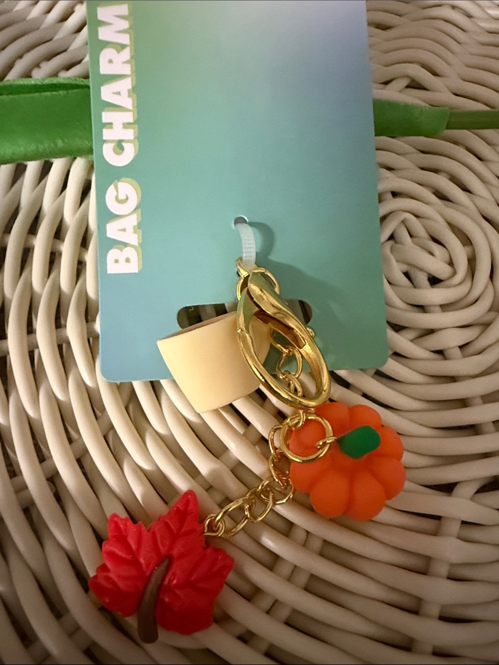 🧡NEW🧡 Fall Pumpkin & Maple Leaf Bag Charm - Gold Hardware